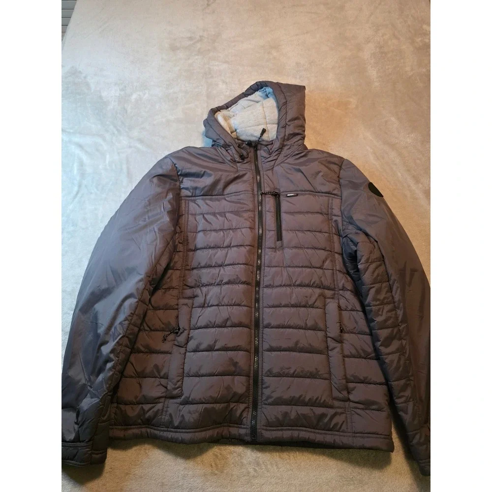 Gerry Special Edition Puffer Jacket Mens XL Gray Hooded Quilted Hiking Gorpcore